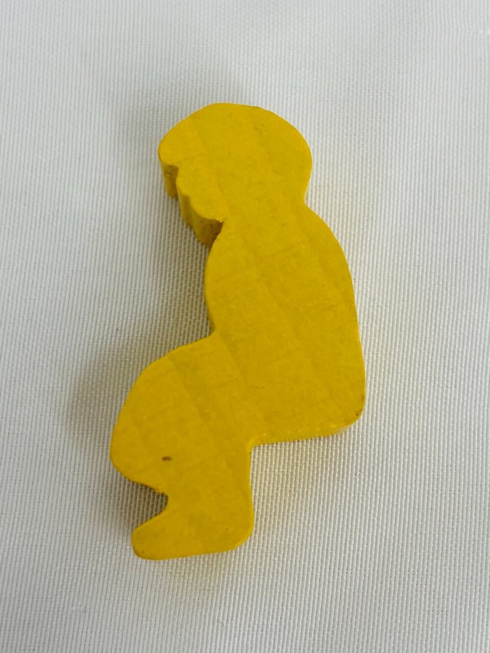 Vintage Handmade Yellow Wooden Sitting Meeple